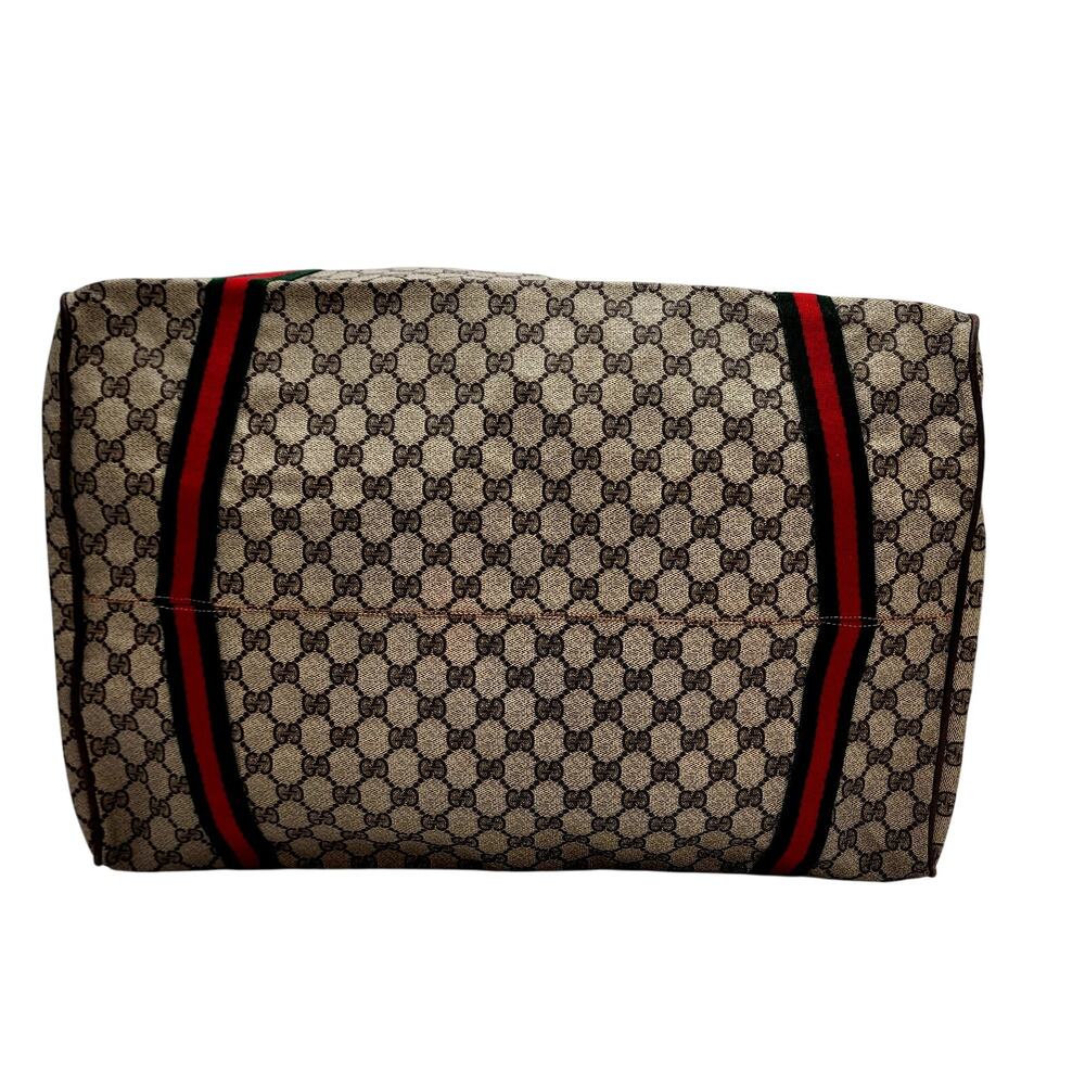 GUCCI GG SUPREME Canvas/Brown Leather Trim Folding Travel Carry VINTAGE - Picture 4 of 13